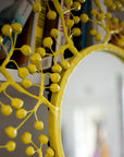 Sue Wright Mirror in chartreuse with hand made papier mache berry design.