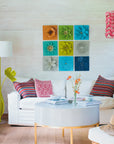 Hibiscus Flower Wall Tile in bright living room