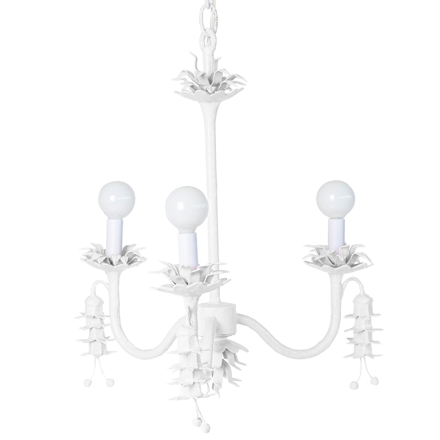 Coralie papier mache chandelier in white