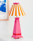 orange and pink Norma lamp, Stray Dog Designs, striped shade
