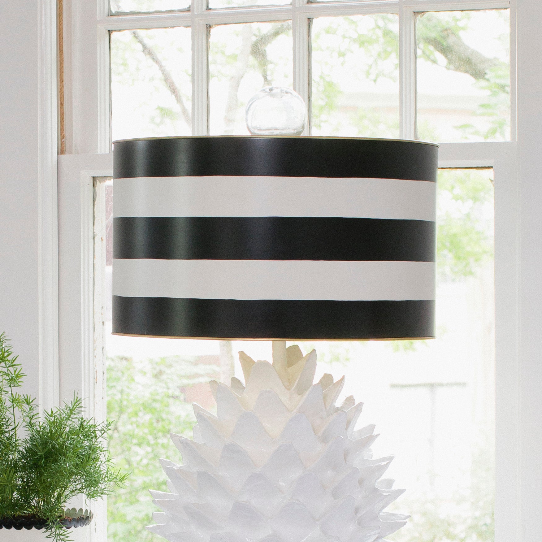 Black Stripe Drum Shade