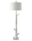 white woodsy Blum wood papier mache floor light by stray dog designs.