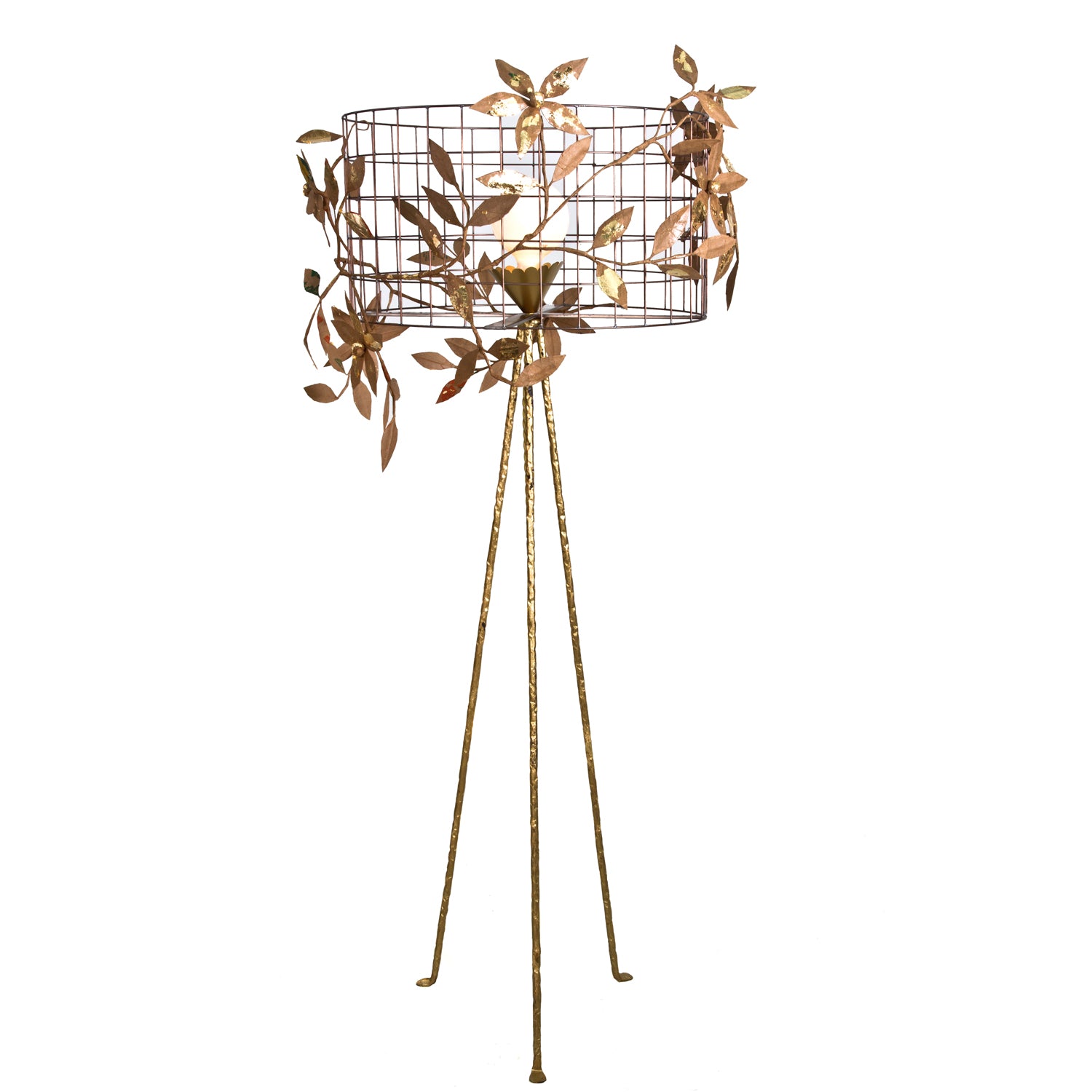 cooley floor lamp by stray dog designs with papier mache vine.