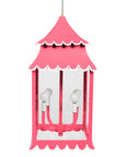 Pink Girly lantern with scallops made from iron and glass
