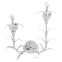 white Helen Wall sconce with 2 lights and flower design, paper mache