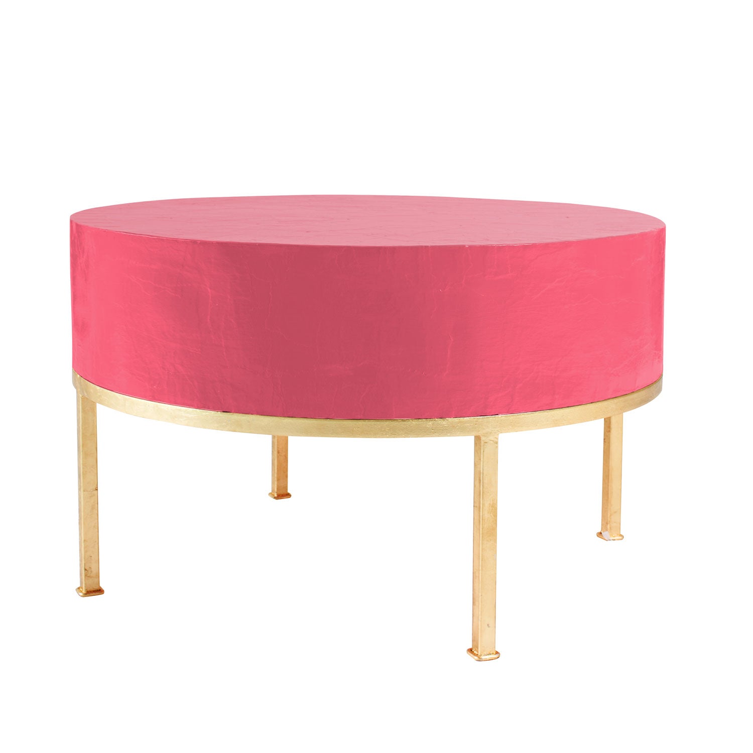 Bright Pink Coffee Table Papier Mache and Iron