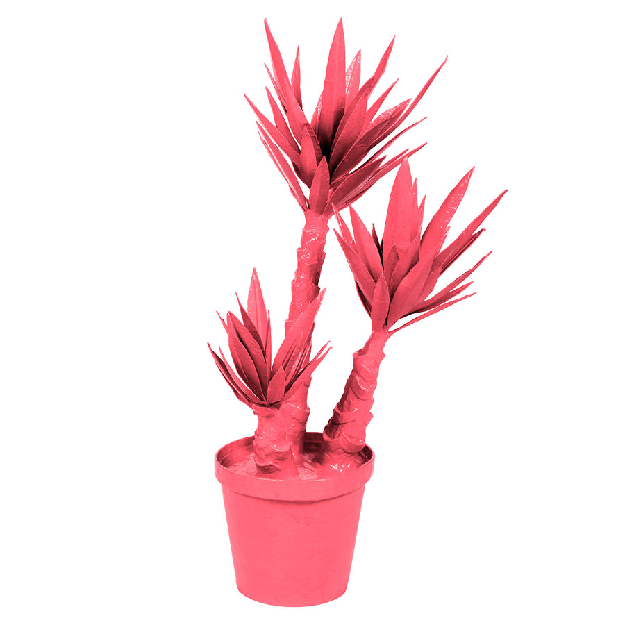 Pink Paper Mache Yucca Plant by Stray Dog Designs