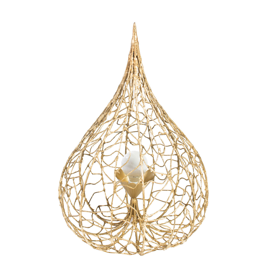 Tida Table Lamp, gold leaf tear drop Physalis design