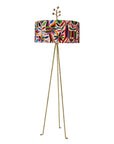 floor light with hand embroidered Otomi Indian shade and iron base