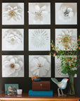 Dahlia Wall Tile in White with gold accents