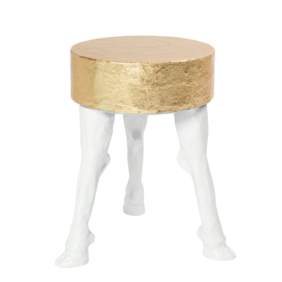 Gold and white plaster and papier mache animal legged side table