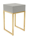 classic gray and gold leafed side table handmade for stray dog designs.