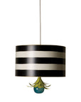 drum shaped hanging pendant light in black and white stripes