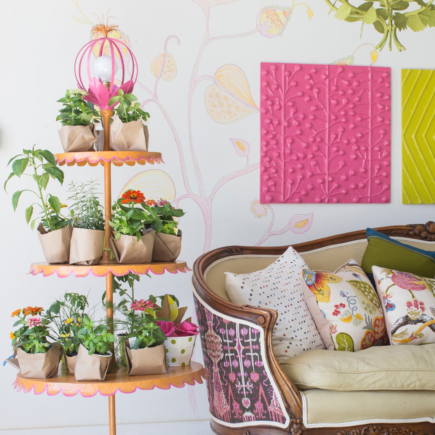 wedding cake floor lamp, 3 tiered floor light with scallops