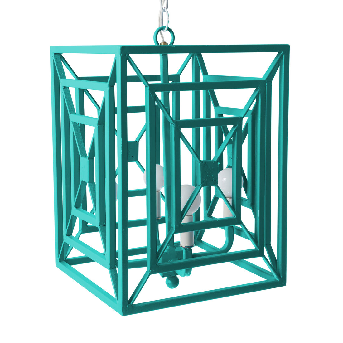 Jay iron hanging light in bright blue for Stray Dog Designs