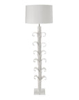 white aly floor lamp, papier mache stalk with leaves base
