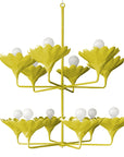 chartreuse arlo chandelier with 12 arms and flower cups. handmade.