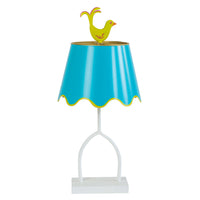 Dash tole table lamp with birdie finial by stray dog designs