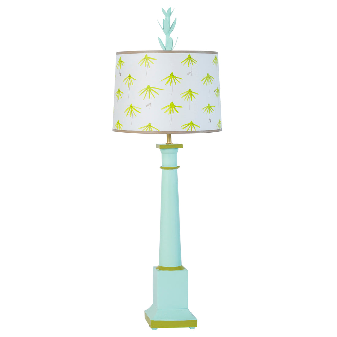 Erica tole table lamp , shade with hand painted cone flowers
