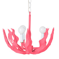 Pink Margarita chandelier, papier mache seaweed fronds, all handmade