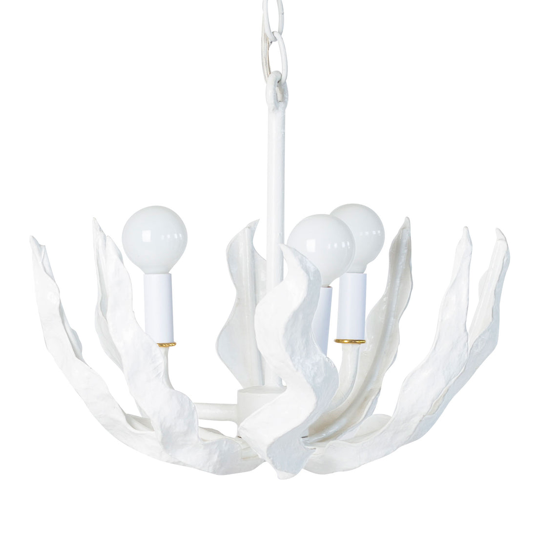 little ceiling light in white with waving seaweed frond made from paper mache