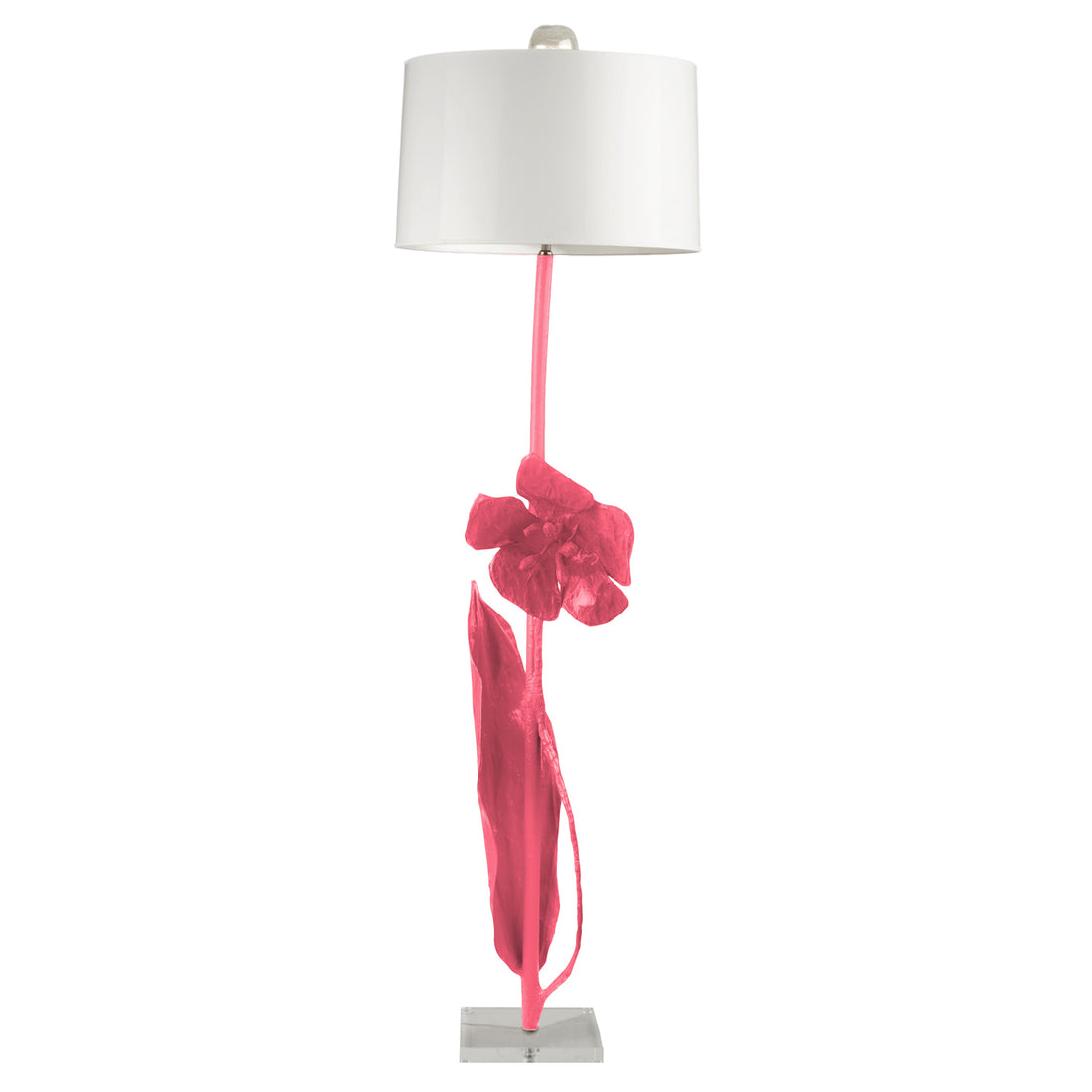 Pink Flower Floor Lamp Made from Paper Mache