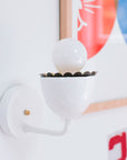 white Millie Wall Sconce, cup shaped light with ruffle