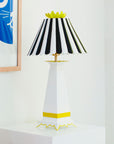 black and white tole light with striped scallop shade, Norma Lamp 