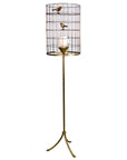 Stray Dog Designs Floor Light with Bird Cage Shade in Gold