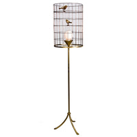 Stray Dog Designs Floor Light with Bird Cage Shade in Gold