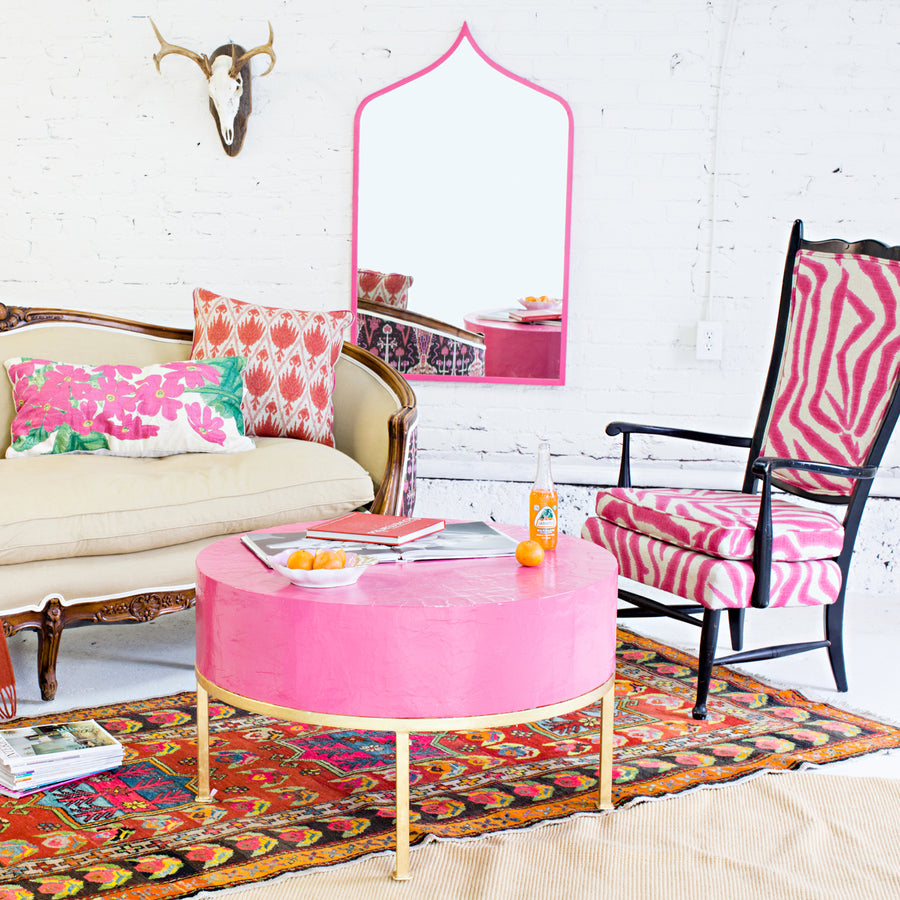 Pink Marrakesh Mirror in funky living room