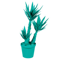 Yucca Plant made of paper mache and painted bright blue.