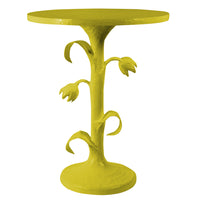 chartreuse side table with tulips by stray dog designs