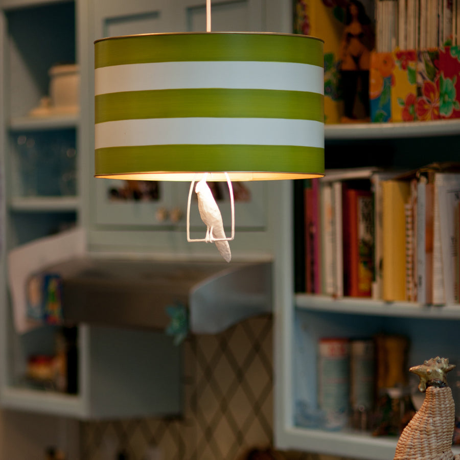 uncle walter drum pendant light with white bird