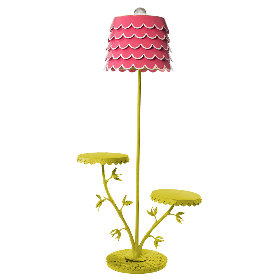 Fabulous Floor Lamp with Dahlia tables and pink flounce shade