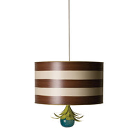 brown and white striped drum pendant hanging light Stray Dog Designs