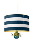 navy and white striped tole drum pendant for Stray Dog Designs