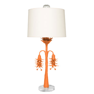 Victoria Robbins Lamp, handmade papier mache, orange