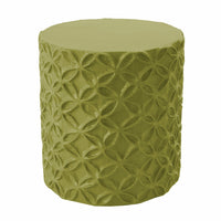 stool and accent table in lush green with floral relief