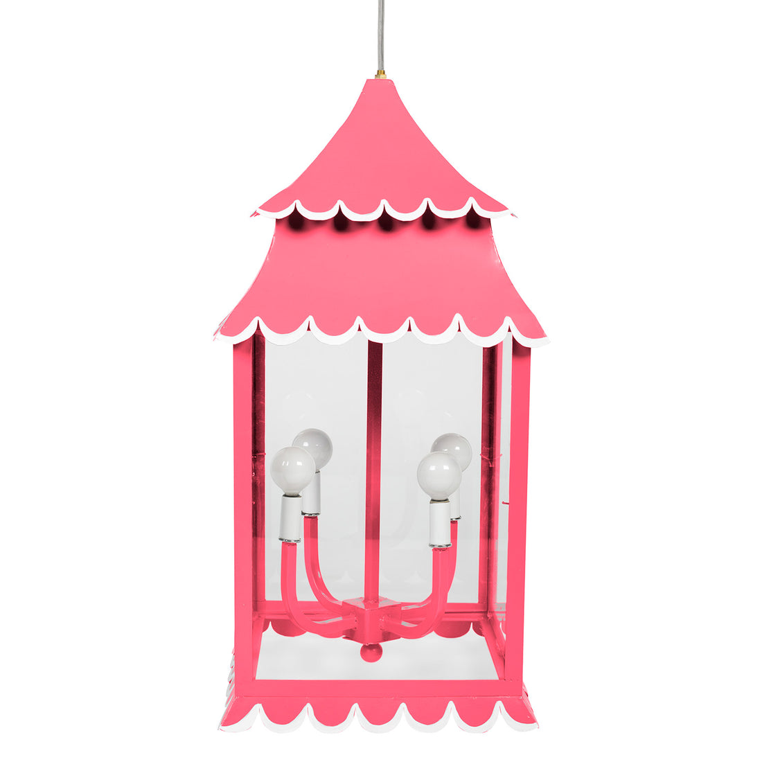 Pink Girly lantern with scallops made from iron and glass