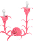 pink papier mache wall light with 2 flower arms, Helen Sconce
