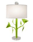 Jarmin lamp, green papier mache lamp with poppies
