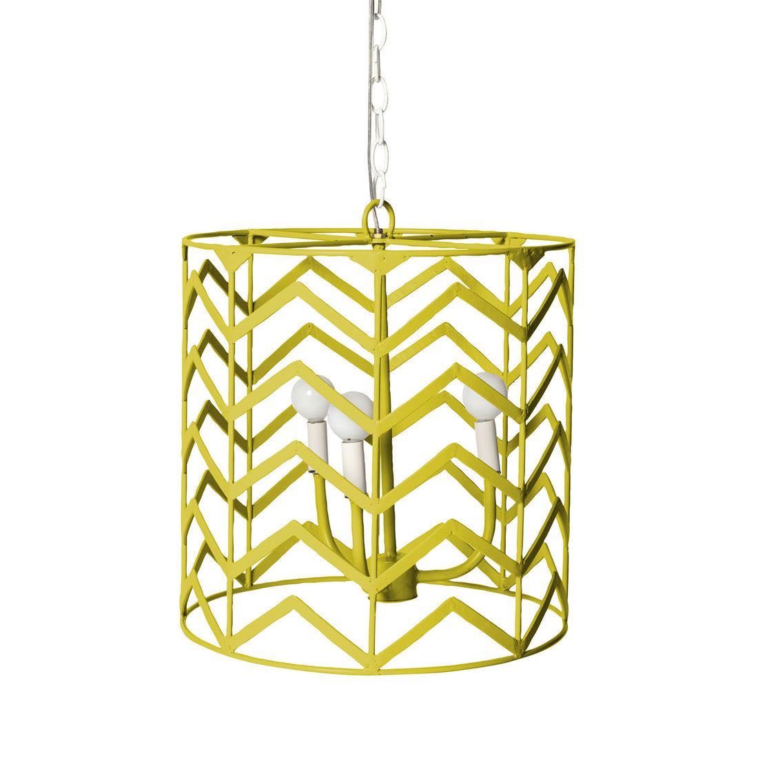 chartreuse iron chandelier with chevron design, Jonathon for Stray Dog Designs