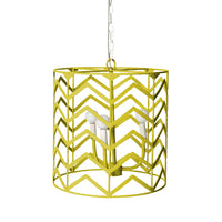 chartreuse iron chandelier with chevron design, Jonathon for Stray Dog Designs