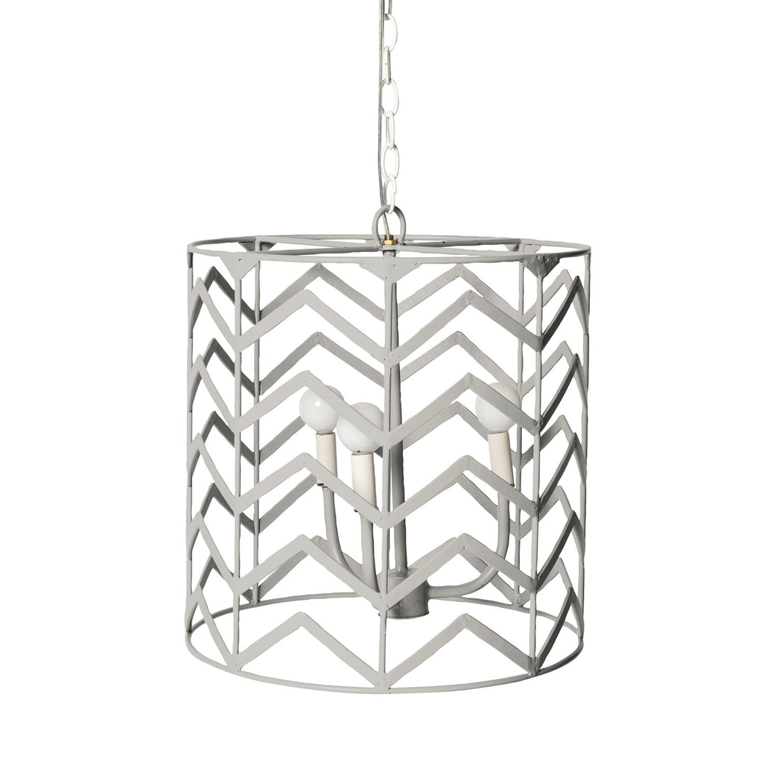 gray iron Jonathon Chandelier with chevron pattern