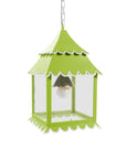 green hanging lantern light with white scallop edges