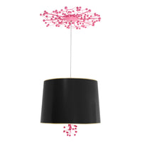 black and pink marsi hanging light with drum shade and berries