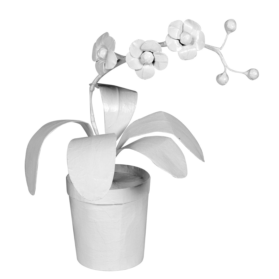 Papier Mache Potted Orchid, handmade in Mexico