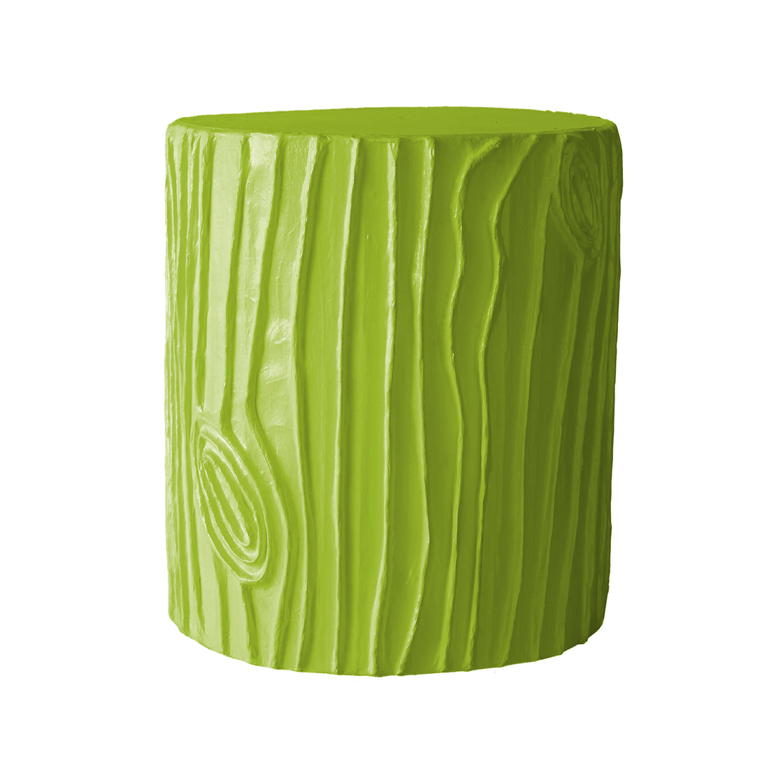 happy spring green papier mache stool in faux bois pattern