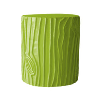 happy spring green papier mache stool in faux bois pattern